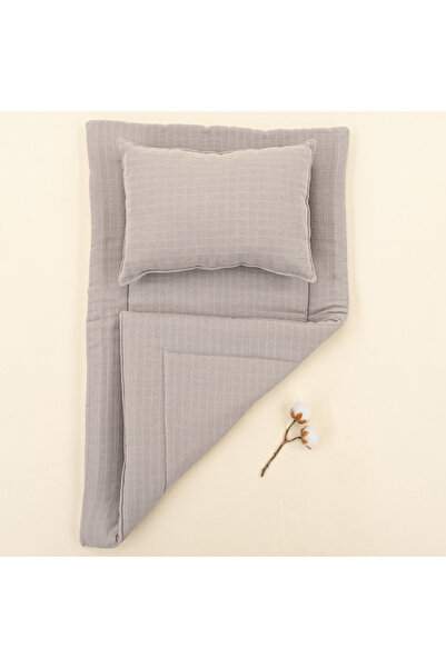 Yunikobaby قاعدة موسلين رمادية داكنة - سجادة تغيير أو فتح ووسادة