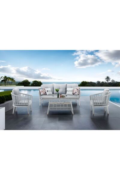 Vieno Home Garden Rodos Rattan Bahçe Balkon Oturma Grubu