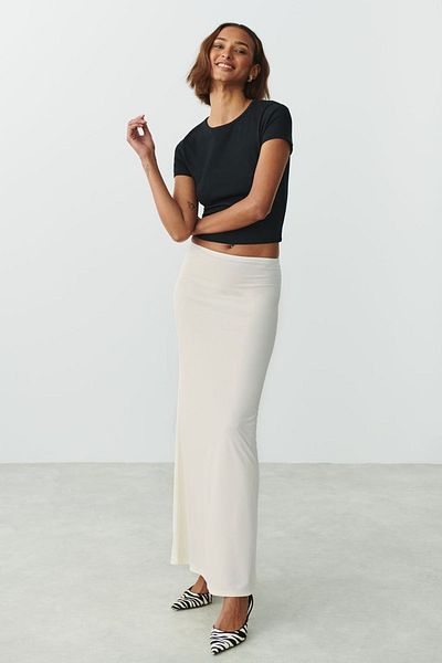 la & vetta White Maxi Basic Skirt