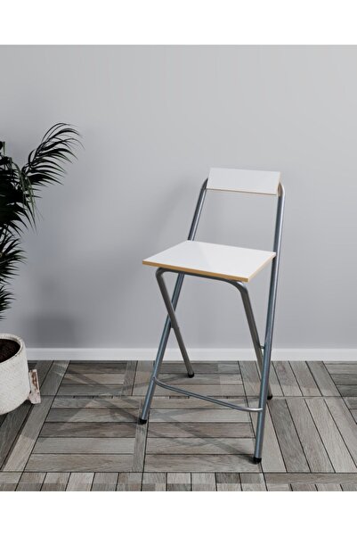eportatif Katlanır Sandalye Bar Taburesi Katlanır Koltuk Beyaz 1021