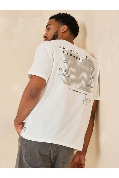 Styli Front and Back Graphic Terry Oversized T-Shirt
