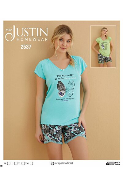 Mrs Justin 2537 Модель Kelebek Детальний жіночий комплект піжами з шортами та...