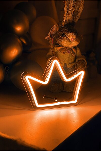 vinyuup Çocuk Odası Için Masaüstü Küçük Kral Tacı Şeklinde Neon Led Işıklı Ta...