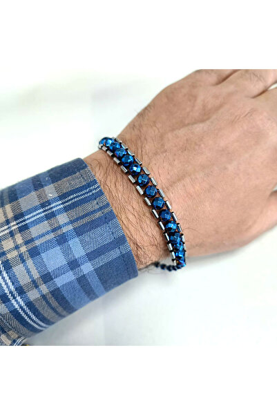 OltutaşıMarket Fasetalı Küre Kesim Mavi ve Gümüş Renk Hematit Taşı Zaza Tesbi...