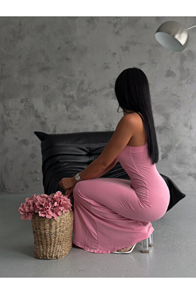 badibadii Dámské dlouhé šaty s nastavitelným provazovým popruhem – dekolt na ...