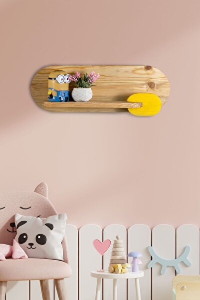 OPPİPO Mini Duvar Rafı - Ahşap Raf - Çocuk Odası Rafı - Montessori Raf