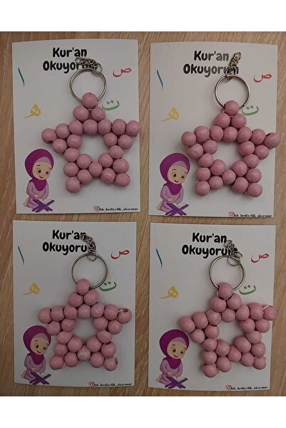 H&B Boutique 35 Adet Ahşap Boncuklu Yıldız Anahtarlık Kur'an-ı Kerim'e Geçme ...