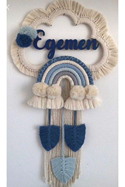 renkli mi renkli tasarım dünyası Makrome Isimli Gökkuşaklı Bulut Kapı Süsü