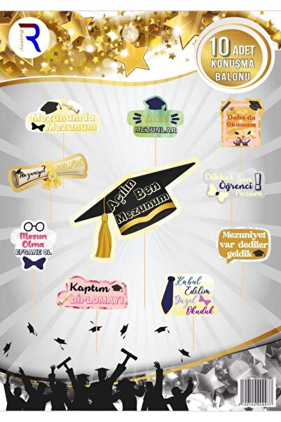 Mini Parti MİNİ PARTY STORE MEZUNİYET KONUŞMA KARTLARI 10 LU