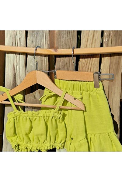 BEBEĞİME ÇORAP Σετ μπλούζα και σορτς με βολάν για κορίτσια από μουσελίνα