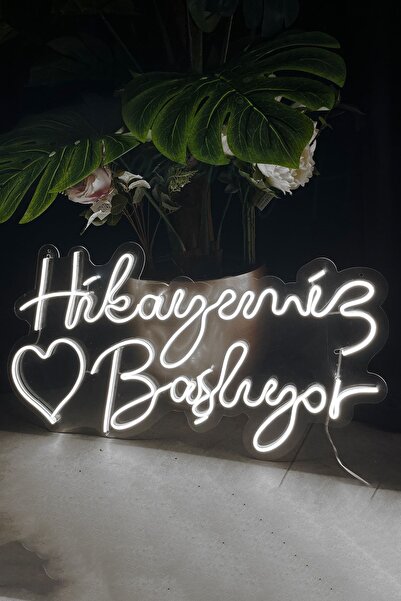 vinyuup Hikayemiz Başlıyor Neon Led Aydınlatma 55 x 29 cm