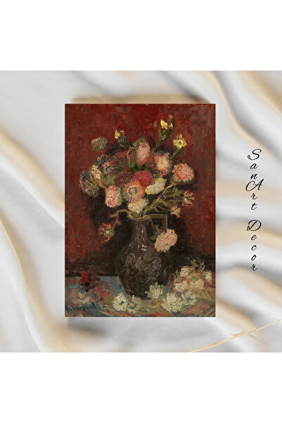 Sanart ÖZEL SERİ Vintage Tablo, Yağlı Boya Tablosu, Çerçeveli Tablo, Sanatsal Dekor, Retro, Çiçek Tablosu