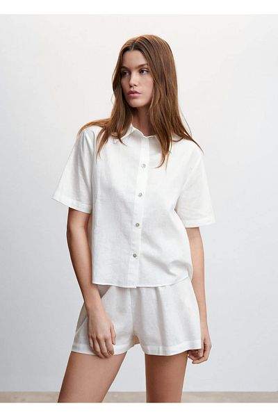 MANGO Woman Design confortabil de cămașă de pijama din in