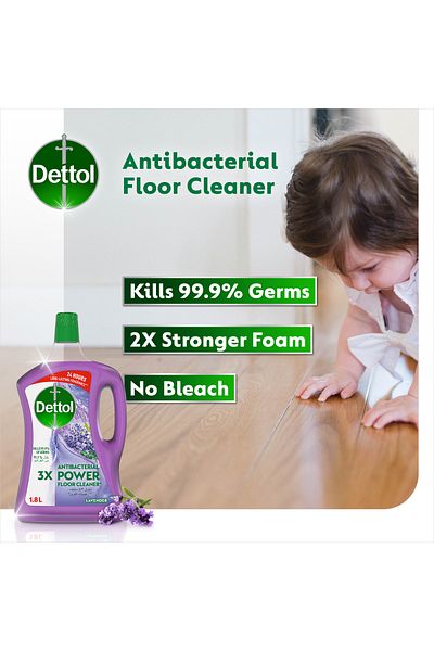 Dettol Lavender Antibacterial Power Floor Cleaner with 3 times Powerful Cleaning, 1.8L Pack of 3