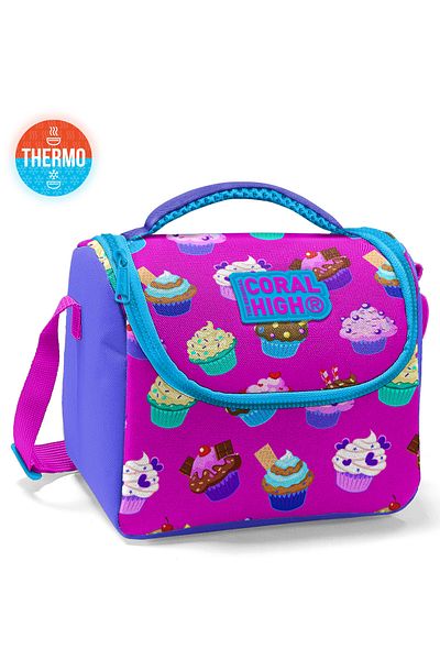 Coral High Kids Lavender Pink Cupcake Patterned Thermo Lunch Box 11817