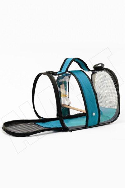 AlaPet Tünekli, Suluklu Muhabbet Kuşu Taşıma Çantası (HAVA KANALLI) Royal Milano-mavi (33CMX23CMX22CM)