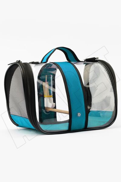 AlaPet Tünekli, Suluklu Muhabbet Kuşu Taşıma Çantası (HAVA KANALLI) Royal Milano-mavi (33CMX23CMX22CM)