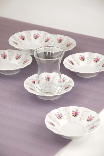 Bursa Porselen Dekor 6 أطباق شاي بورسلين بادي