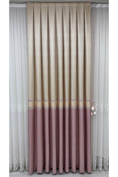 Fon Dünyası Panel Background Curtain Powder Cream (Single Wing)