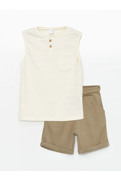 LC Waikiki Set de 2 tricouri și pantaloni scurți pentru bebeluși LCW Baby Crew