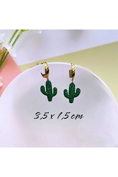 Dodemert Home Yeşil Zirkon Taşlı Kaktüs Küpe