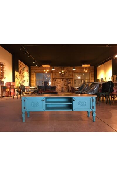 Onurdesign Pastel Boyalı Ahşap Tv Sehpası