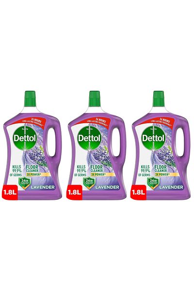 Dettol Lavender Antibacterial Power Floor Cleaner with 3 times Powerful Cleaning, 1.8L Pack of 3