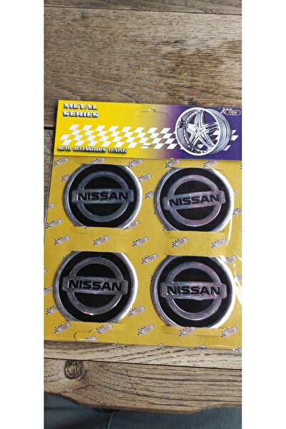 OEM Nissan Jant Göbeği Arma Uyumlu Alüminyum Yapıştırma 4'lü Siyah Arma