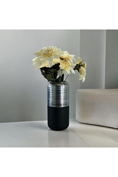 devideko Modern İskandinav Siyah Detaylı Nordik Cam Vazo