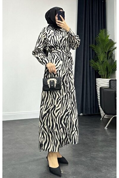 gacir Tunik Elbise ; Viskon Pamuk Bol Kesim Elbise  Tunik Zebra  Siyah Beyaz