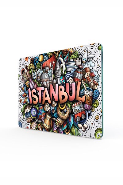 Decovetro Istanbul Desenli | Cam Kesme Tahtası - Kesim Tablası 20x30 Cm
