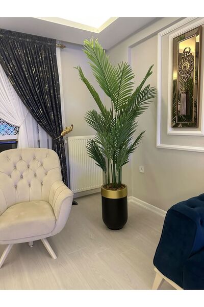 İremÇiçekçilik Yapay Cicek Uygula 210 Cm 18 Yaprak Metal Saksıda Yapay Ağaç K...