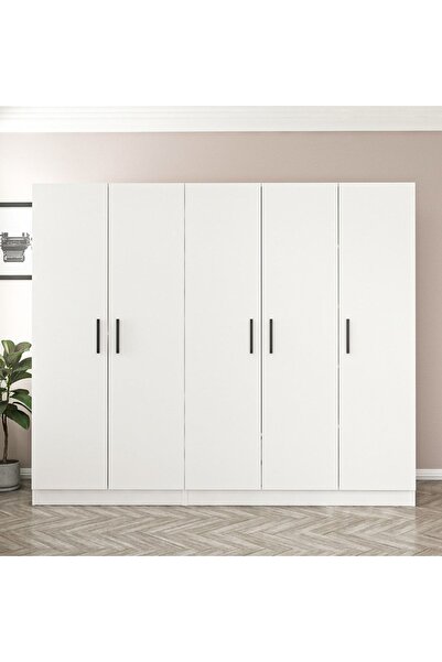 Minar Kale 5 Kapaklı Zincir Dolap - Gardrop - Beyaz
