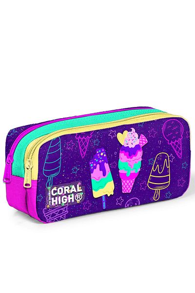 Coral High 23655 Model Violet Roz Set de rucsac de școală cu două compartimente cu model de înghețată