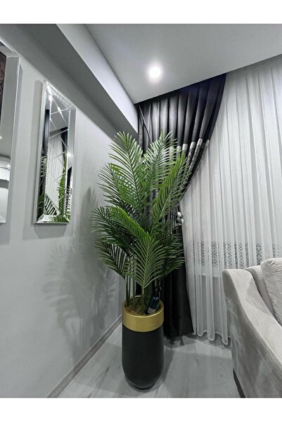 İremÇiçekçilik Siyah Gold Darbuka Saksıda Tusem Areka Yapay Ağaç 18 Yaprak