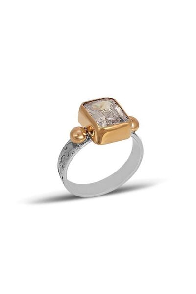 In Love Unisex Beyaz Taşlı Gümüş Otantik Yüzük