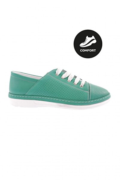 DGN Women's Lace-Up Comford Shoes Grass Green Genuine Leather 6133222