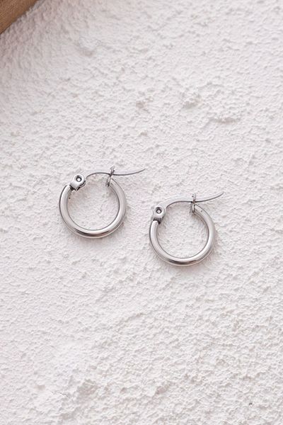 ByFlorya Jewelry Steel Hoop Earrings Tarnish Free Thin Hoop Earrings Diameter 1.4cm