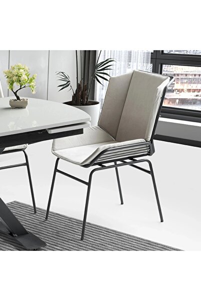 Evistro YNCA Metal Ayaklı Kumaş Salon Balkon ve Mutfak Sandalyesi 1 ADET