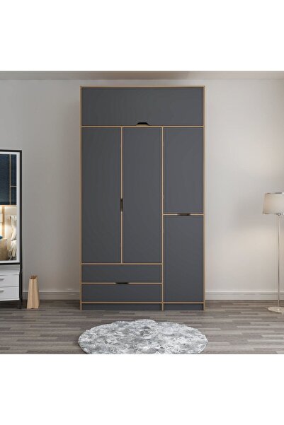 Minar Elina 3 Kapaklı Yüklüklü Dolap - Dore/Antrasit