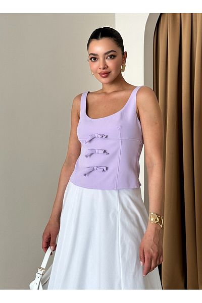 Laluvia Bluză Liliac - Detaliu Panglică