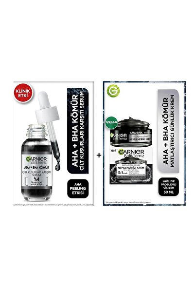 Garnier Saf Ve Temiz Kömür Matlaştırıcı Nemlendirici Krem 50ml & Aha Bha Cilt...