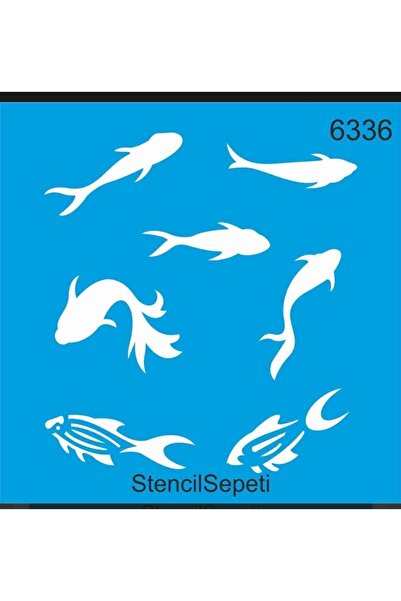 DERYA DESİNG ART Balık Deseni Stencil Şablon St6336 20x20 Cm