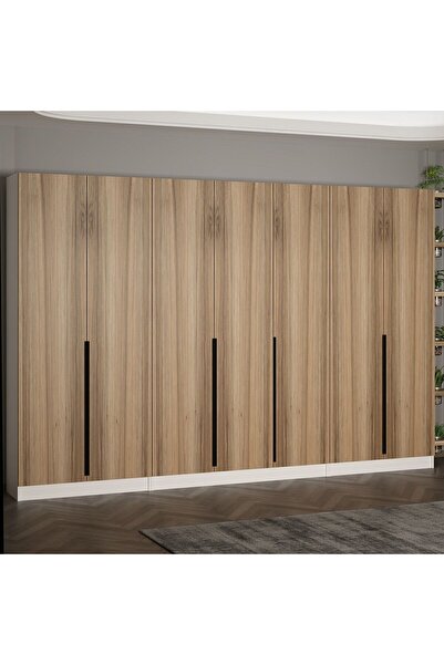 Marka Minar Kale 210 Cm 7 Kapaklı 5B Raf Portmanto Beyaz Dore Plus