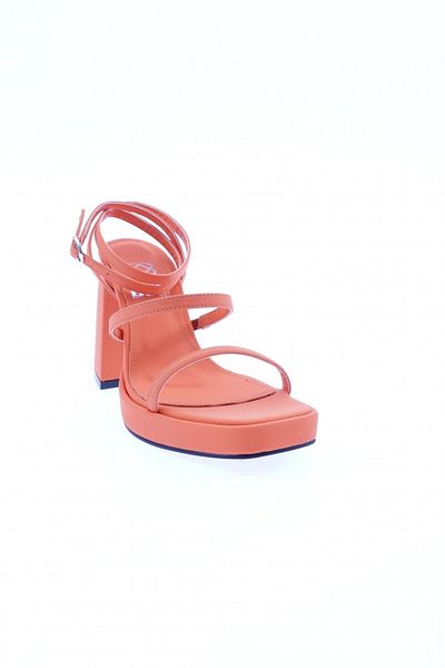 DGN Women's Single Strap Low Platform High Heel Ankle Sandals Orange 8866535