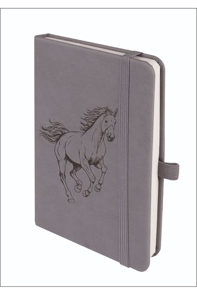Ulus Damga دفتر ملاحظات مبطن من الجلد الحراري (NOTEBOOK) - دفتر ملاحظات بنمط حصان 9x14 سم - جدول أعمال غير مؤرخ