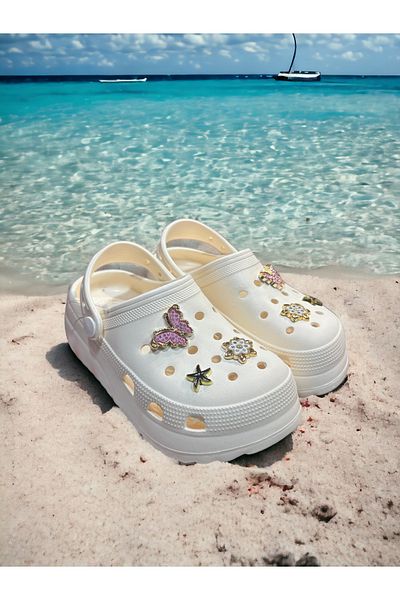 Cozi company 3 Pieces Butterfly Patterned Children's Sandals - Slippers Ornament for Garden, Beach, Seaside and Bathroom