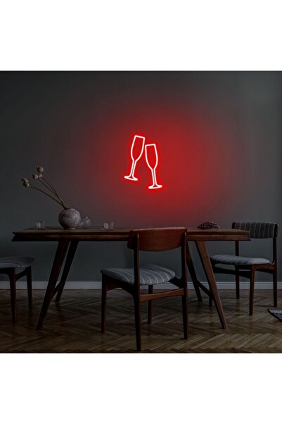 neon graph -champagne Glasses-led Dekoratif Duvar Aydınlatması Neon Duvar Yaz...