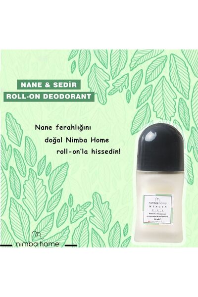 Nimba Home Doğal Roll-on Nane & Sedir Ağacı - Vegan Roll-on Deodorant 50 Cc (1 ADET SEYAHAT SABUNU HEDİYE)