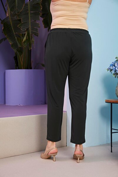 RMG Plus Size Khaki Trousers - Elastic Waist and Tube Leg